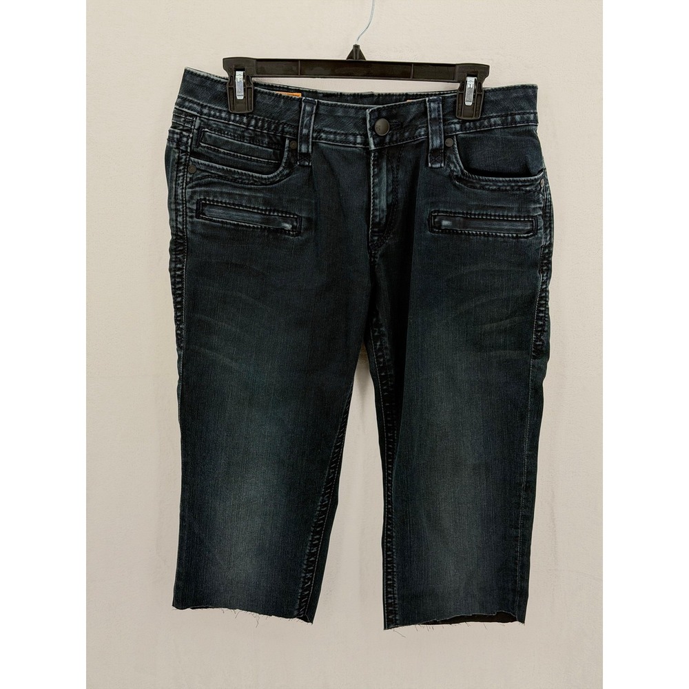 Rock Revival Jeansβ Womens 32 Dark Wash Denim Noa Skinny Cutoffs Capri Stretch